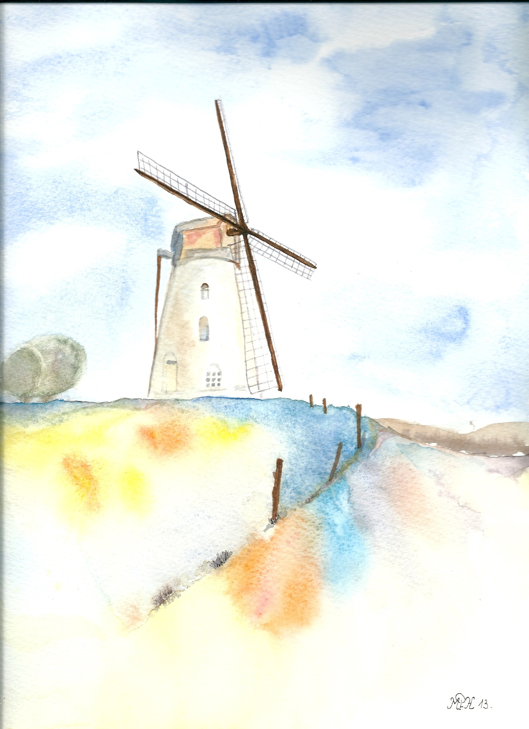 Aquarelle n°21 : "Moulin à vent"