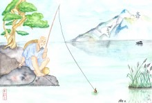 Aquarelle n°36: "Le pêcheur"   旧中国渔民