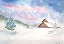 Aquarelle n°54: "Paysage hivernal"