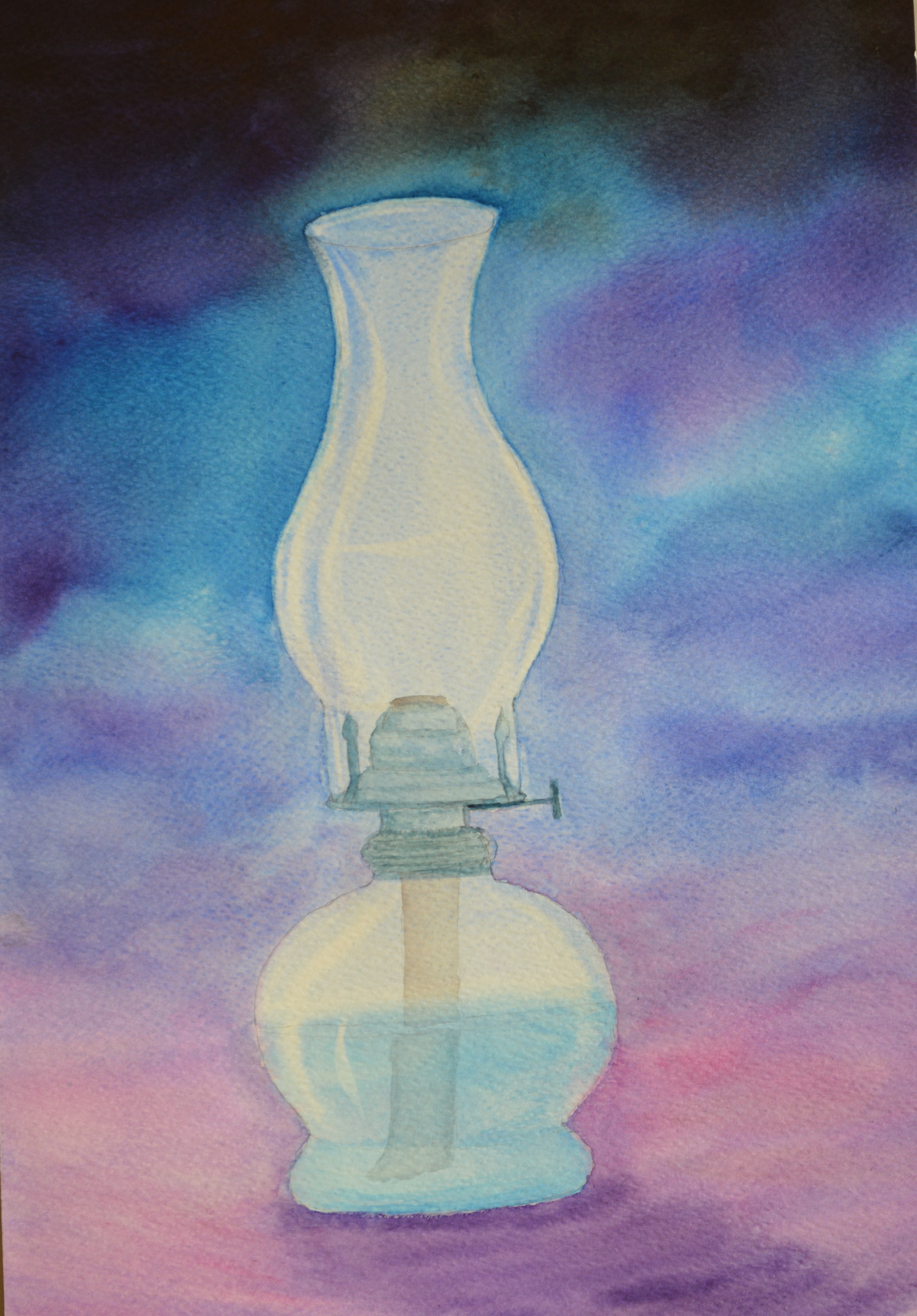 Aquarelle N°63: " Lampe à pétrole "