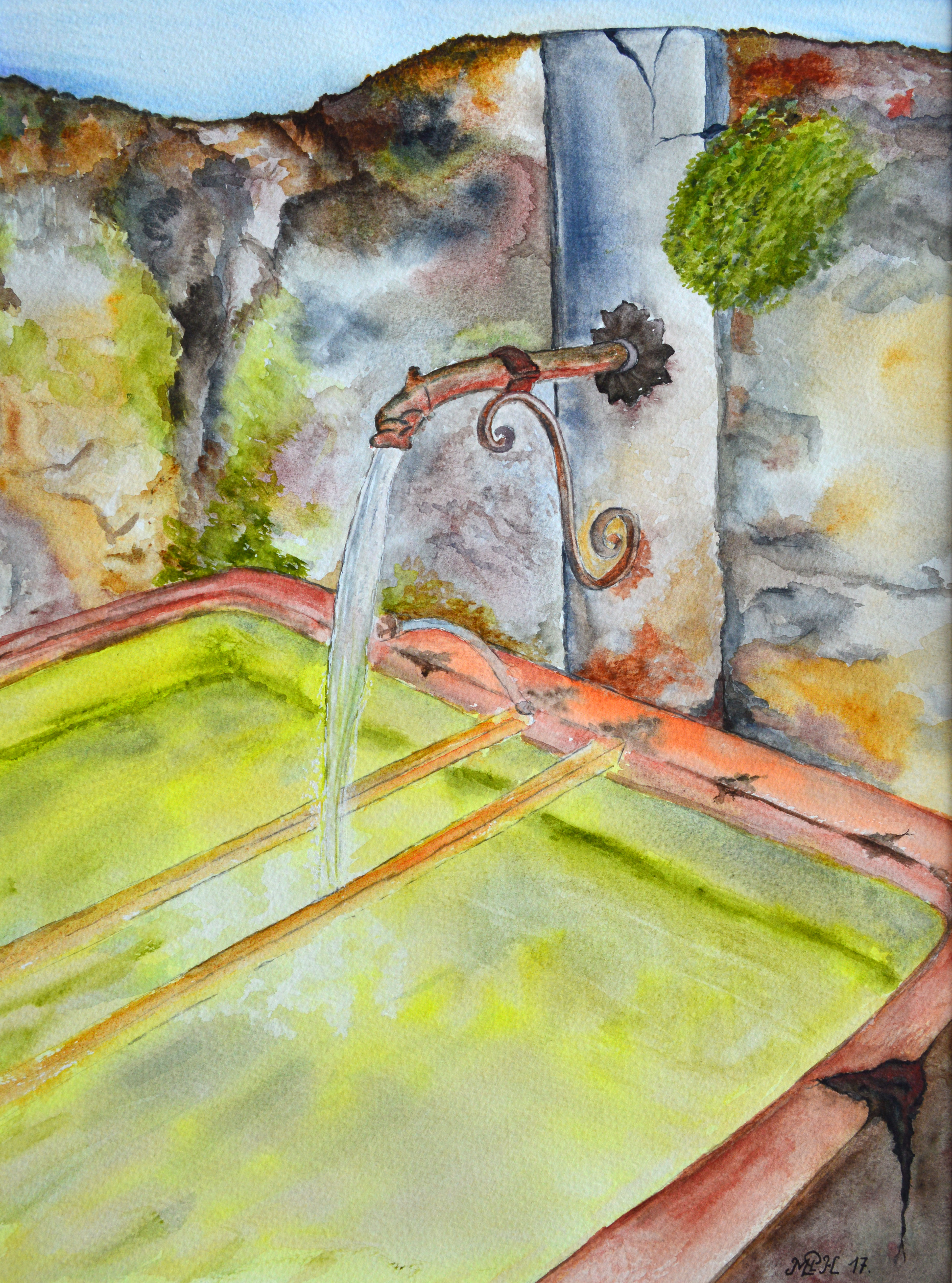 Aquarelle n°91: "...fontaine, je boirai de ton eau..."